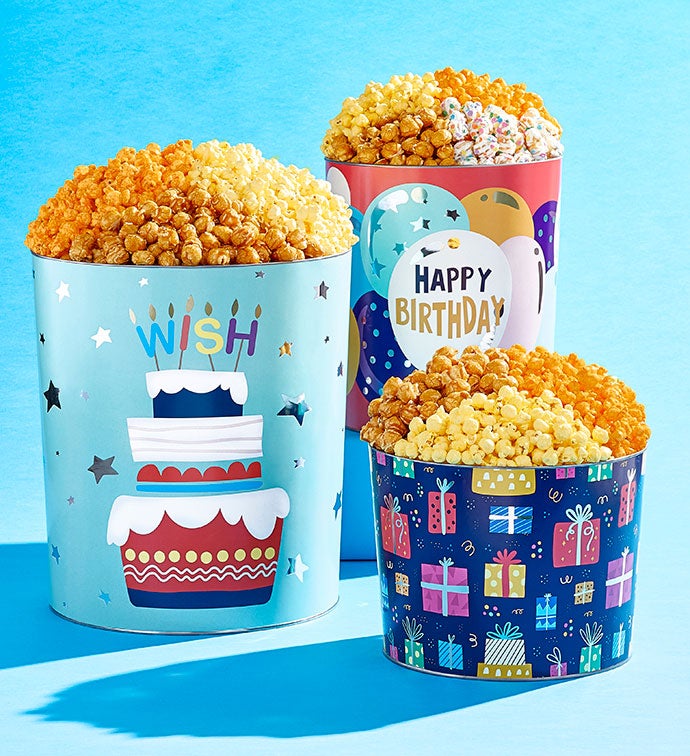Best Birthday Ever 6 1/2 Gallon 3 Flavor Popcorn Tin